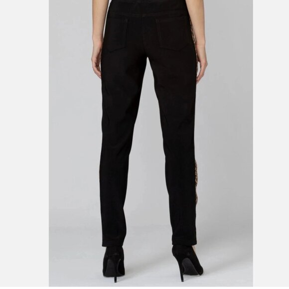 Joseph Ribkoff Leopard Print Black Pull On High Rise Pants Women's size 20 - Picture 5 of 9